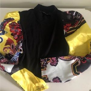 Akira top knit & satin sleeves Sz s